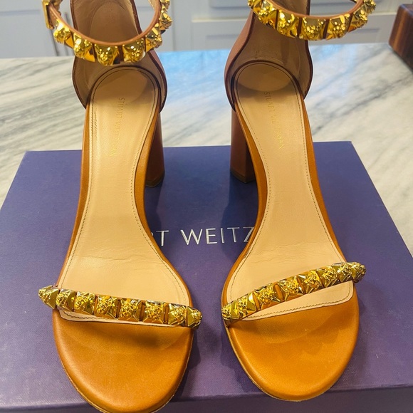 Stuart Weitzman Rosemarie Heeled Sandal In Cuoio Arizona Women’s Size 7.5 - Picture 2 of 8